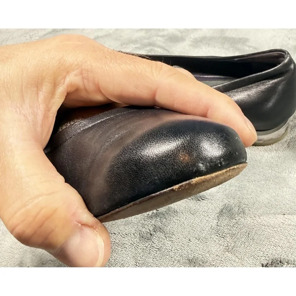 Vaneli Purple Collection Shoes Womens Size 9 Black Leather‎ Ballet Flats